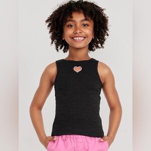 Kids Girls Old Navy Tank Cutout Pink Heart Black Size L